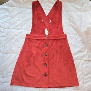 FOREVER 21 Coral Button-Down Pinafore Dress Size M